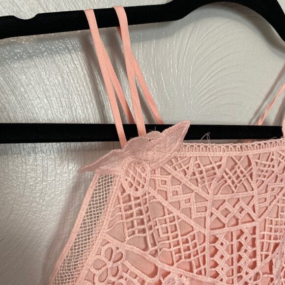 Chelsea & Violet Girls Sleeveless Square Neck Lace Tiered Smocked Tank Size L - Picture 4 of 12